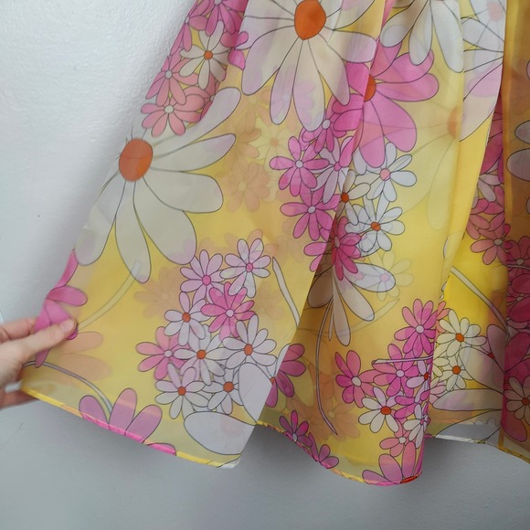 Selkie Corset Puff Dress Womens XS Yellow Pink Floral Mini Romantic Rococo Girly - Picture 4 of 10